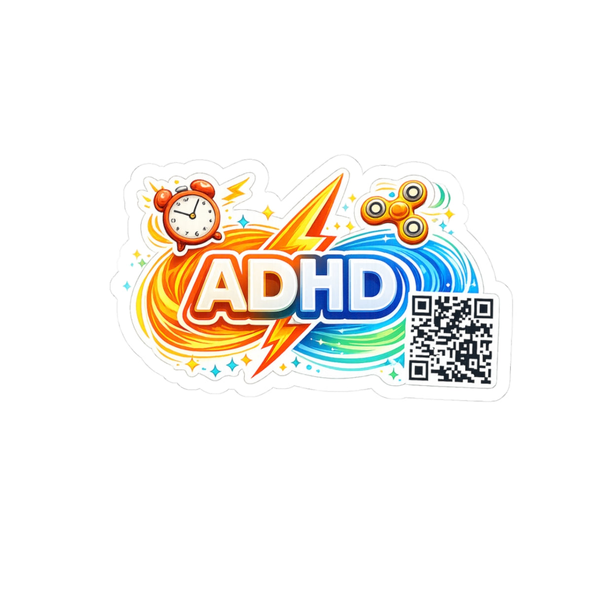 ADHD Awareness Kiss-Cut Sticker - Colorful QR Code Design