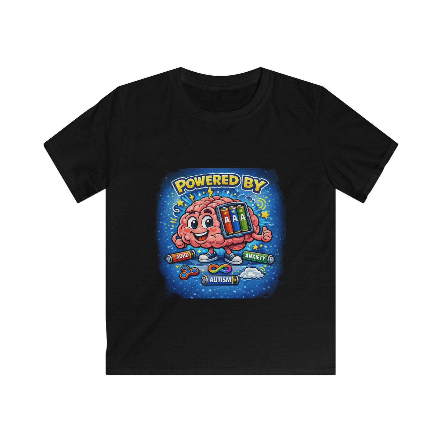 Powered by Autism, ADHD & Anxiety T- Shirt