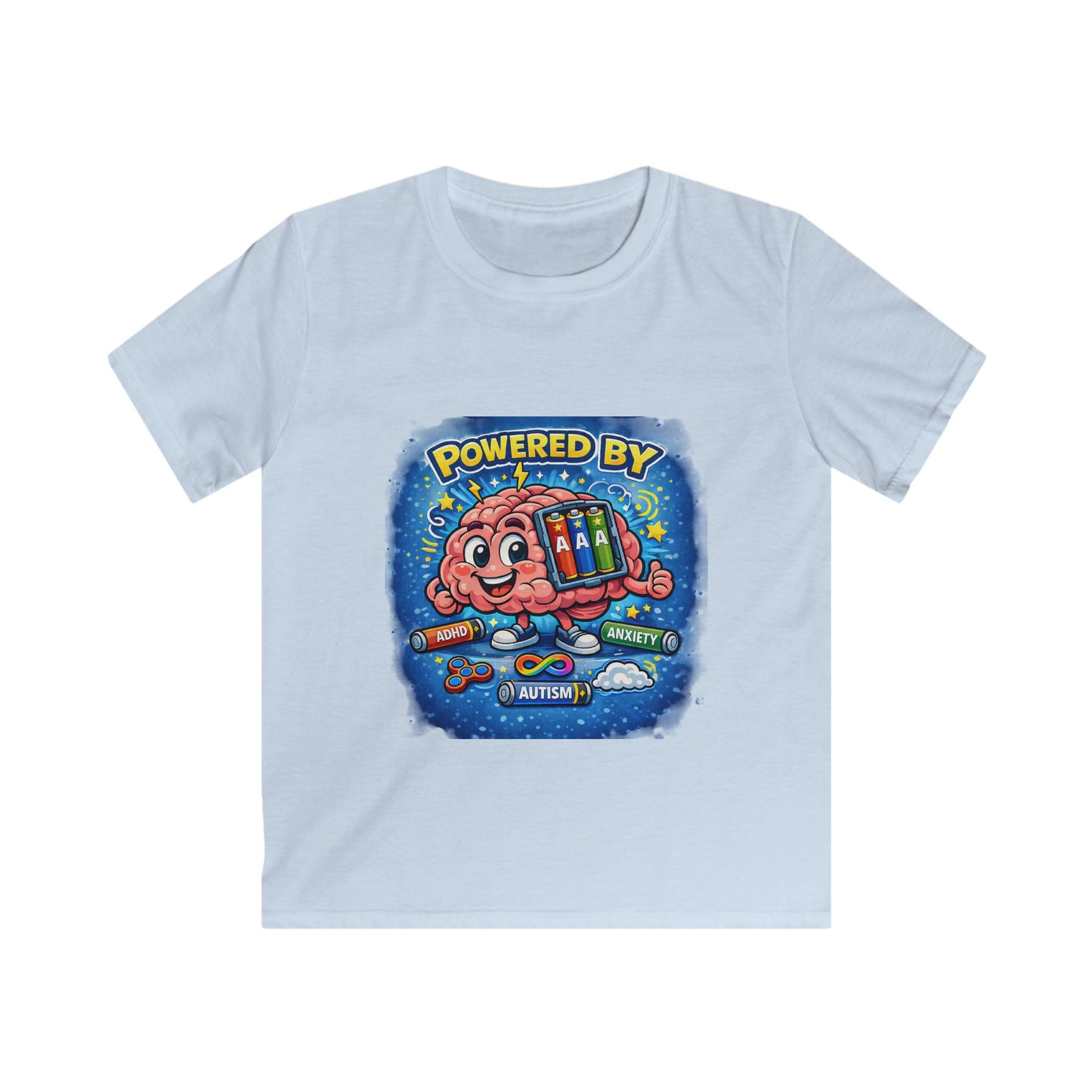 Powered by Autism, ADHD & Anxiety T- Shirt