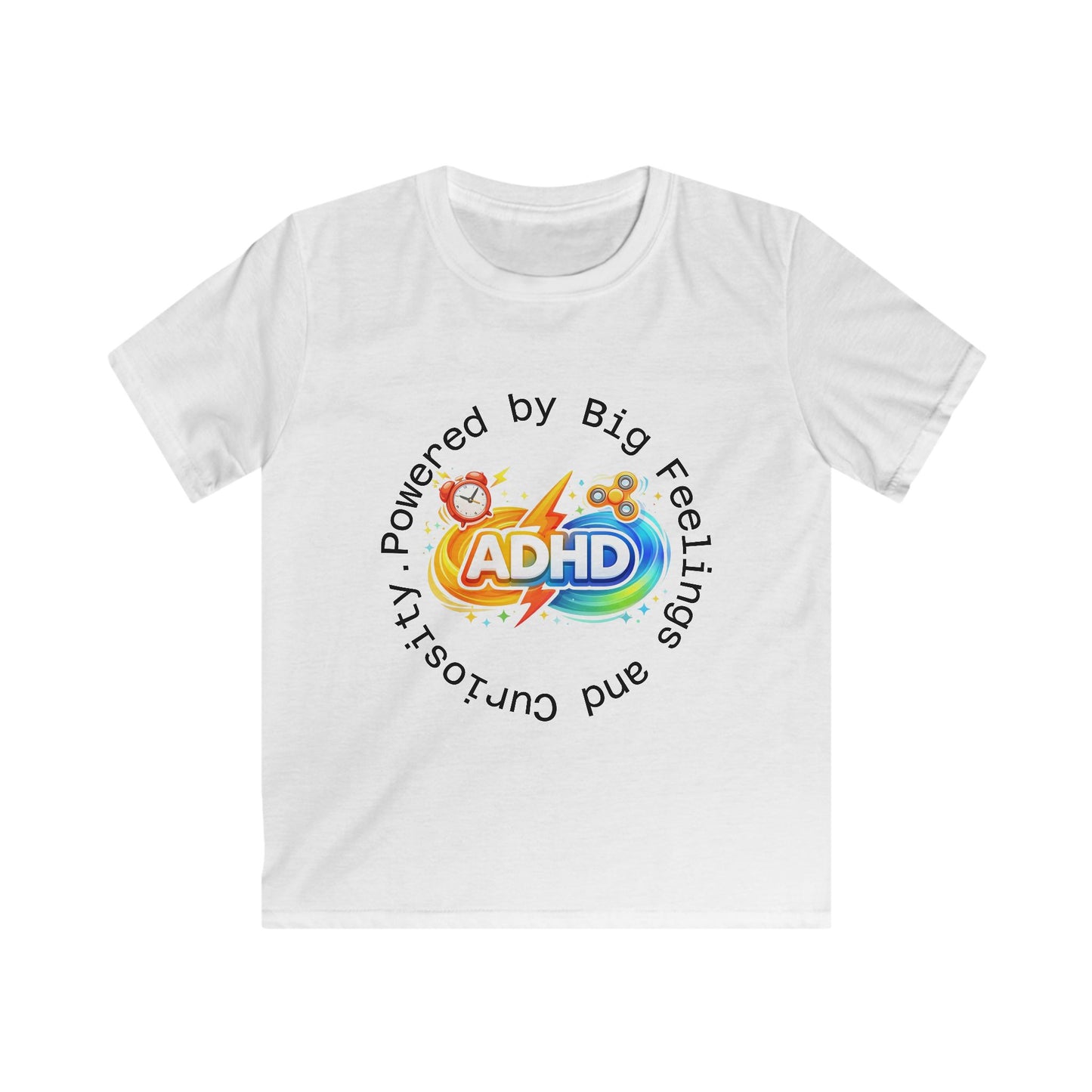 Kids ADHD Awareness Tee — "Powered by Big Feelings and Curiosity"
