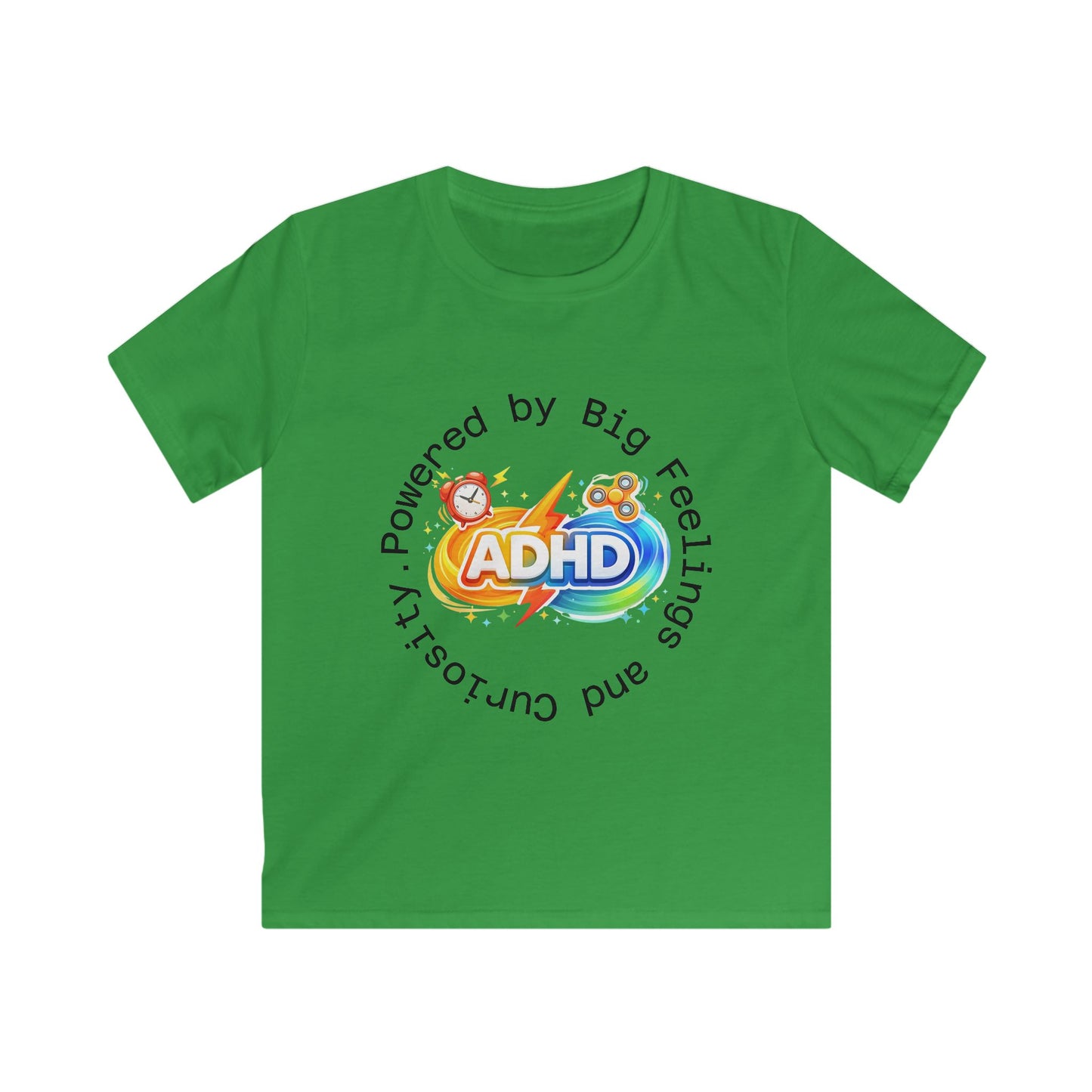Kids ADHD Awareness Tee — "Powered by Big Feelings and Curiosity"