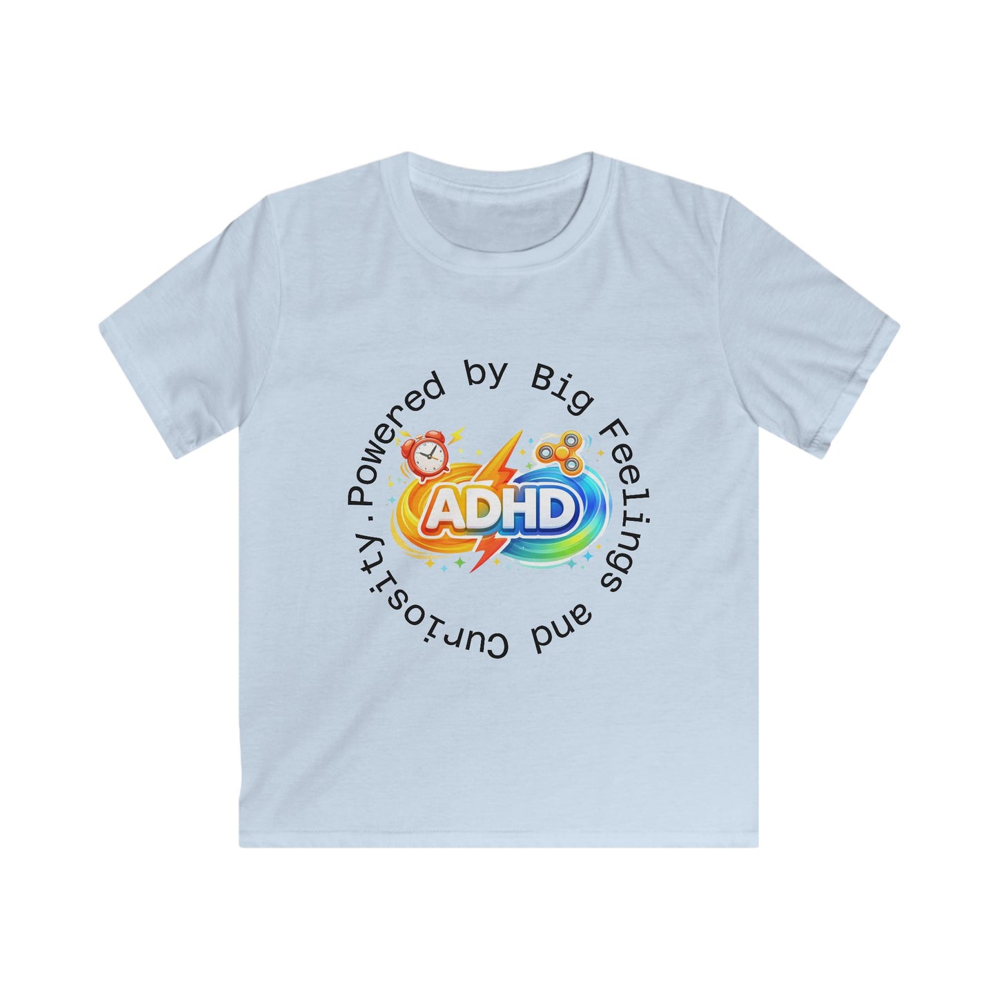 Kids ADHD Awareness Tee — "Powered by Big Feelings and Curiosity"