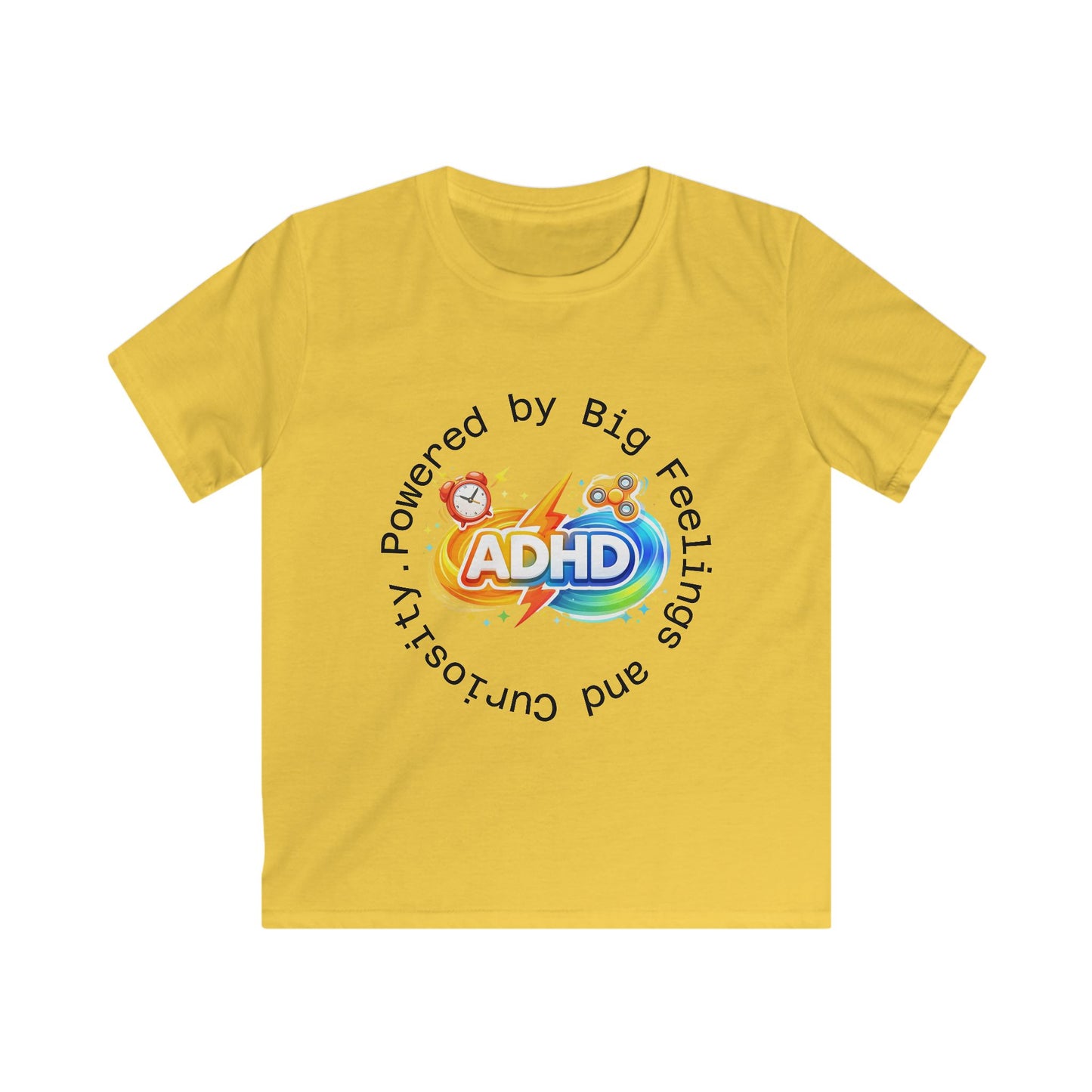 Kids ADHD Awareness Tee — "Powered by Big Feelings and Curiosity"