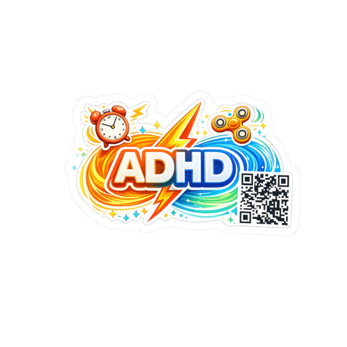 ADHD Awareness Kiss-Cut Sticker - Colorful QR Code Design