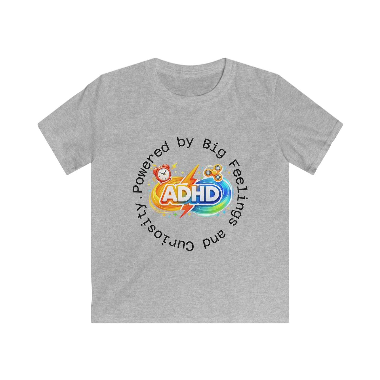 Kids ADHD Awareness Tee — "Powered by Big Feelings and Curiosity"