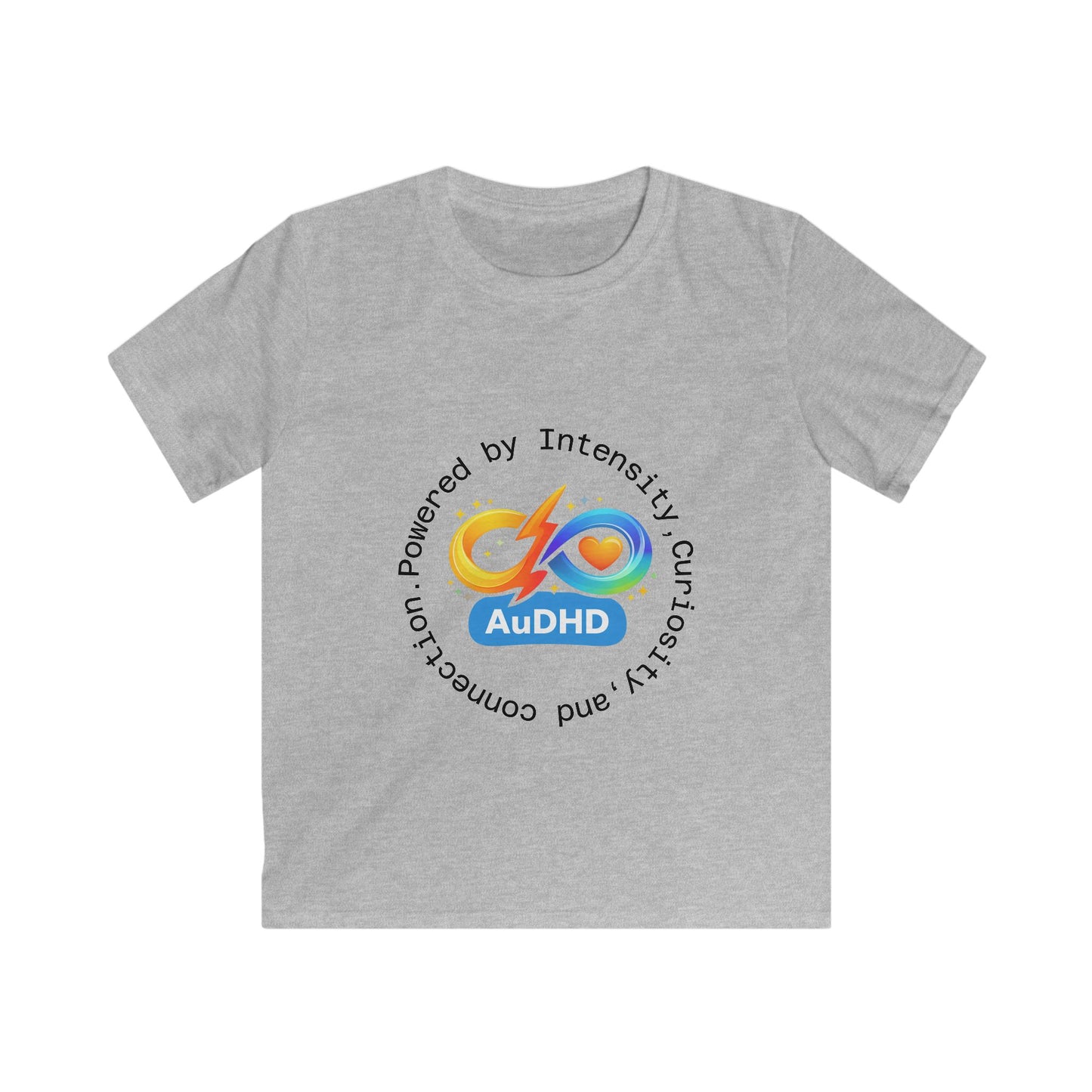 Kids AuDHD Awareness Tee — "Powered by Intensity, Curiosity and connection"